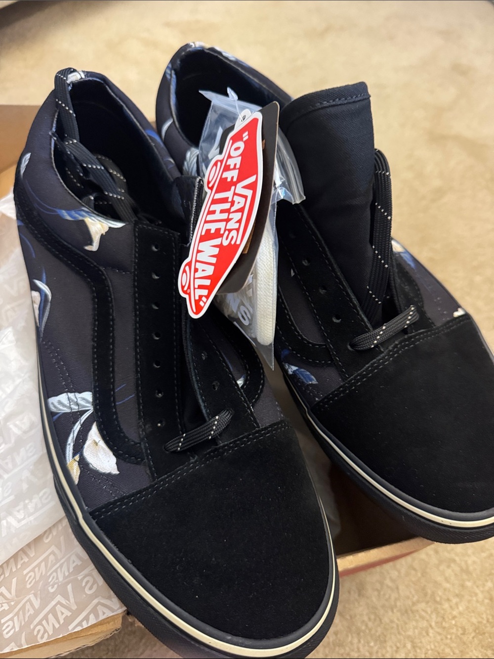 Vans Black Floral Low-Top Skate Sneakers